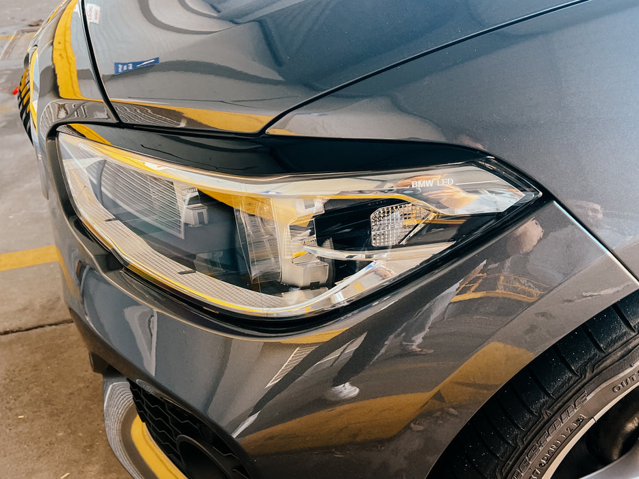 PP Glossy Black HEADLIGHT Eye Lids Eyebrows For BMW【F20 M140i M135i 130i 128i 125i 120i 118i】2011-2019