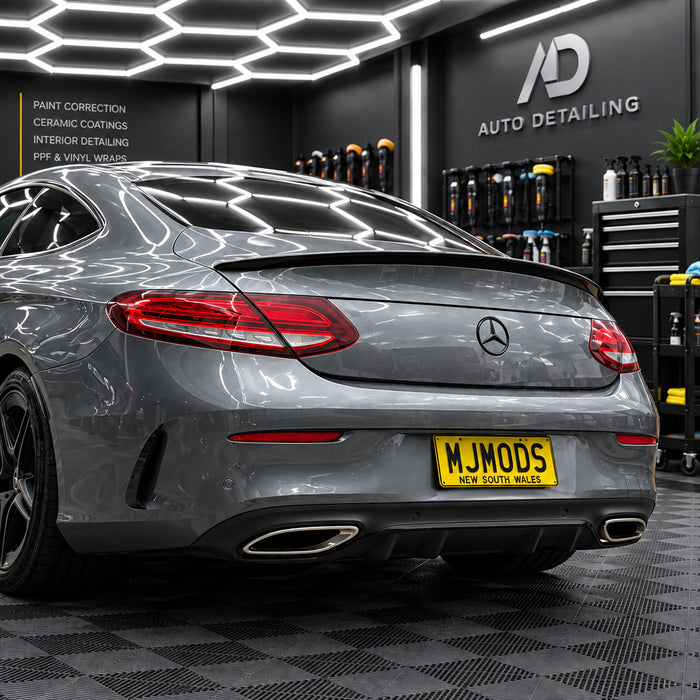 ABS Gloss Black Rear Bumper Boot Lip Spoiler for MERCEDES-BENZ C CLASS【C205 COUPE】【Large AMG Style】