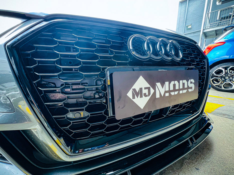 RS Style Honeycomb Sporty Gloss Black Front Grille Fit For AUDI S3 A3 8V FL 2017-2020 with ACC