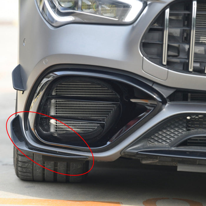 CLA45S AMG C118 Front Bumper Canards Lip Kit Gloss Black OEM Fit Separate Pieces
