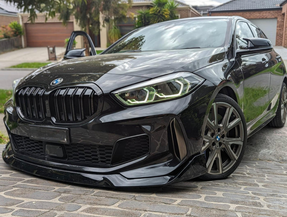 ABS GLOSSY BLACK FRONT BUMPER LIP fit for BMW 1 Series【F40 118i M Sport M135i 】2019+【MP】
