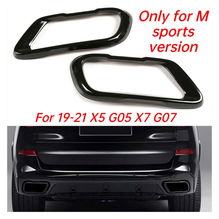 Stainless Steel Gloss Black Out Exhaust Tips Cover Fit For BMW【X5 G05 X6 G06 X7 G07】2018-2024