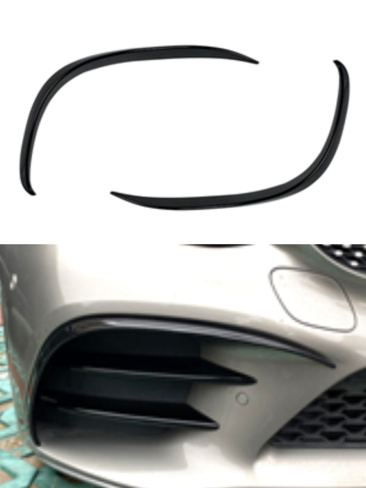 ABS Gloss Black Front Bumper Vent Trim Canards Air Blades For Mercedes Benz C Class AMG Sport Package Facelift【W205/C205/S205/A205】【C200/C220/C250/C300/C350 & C43 AMG】19-22