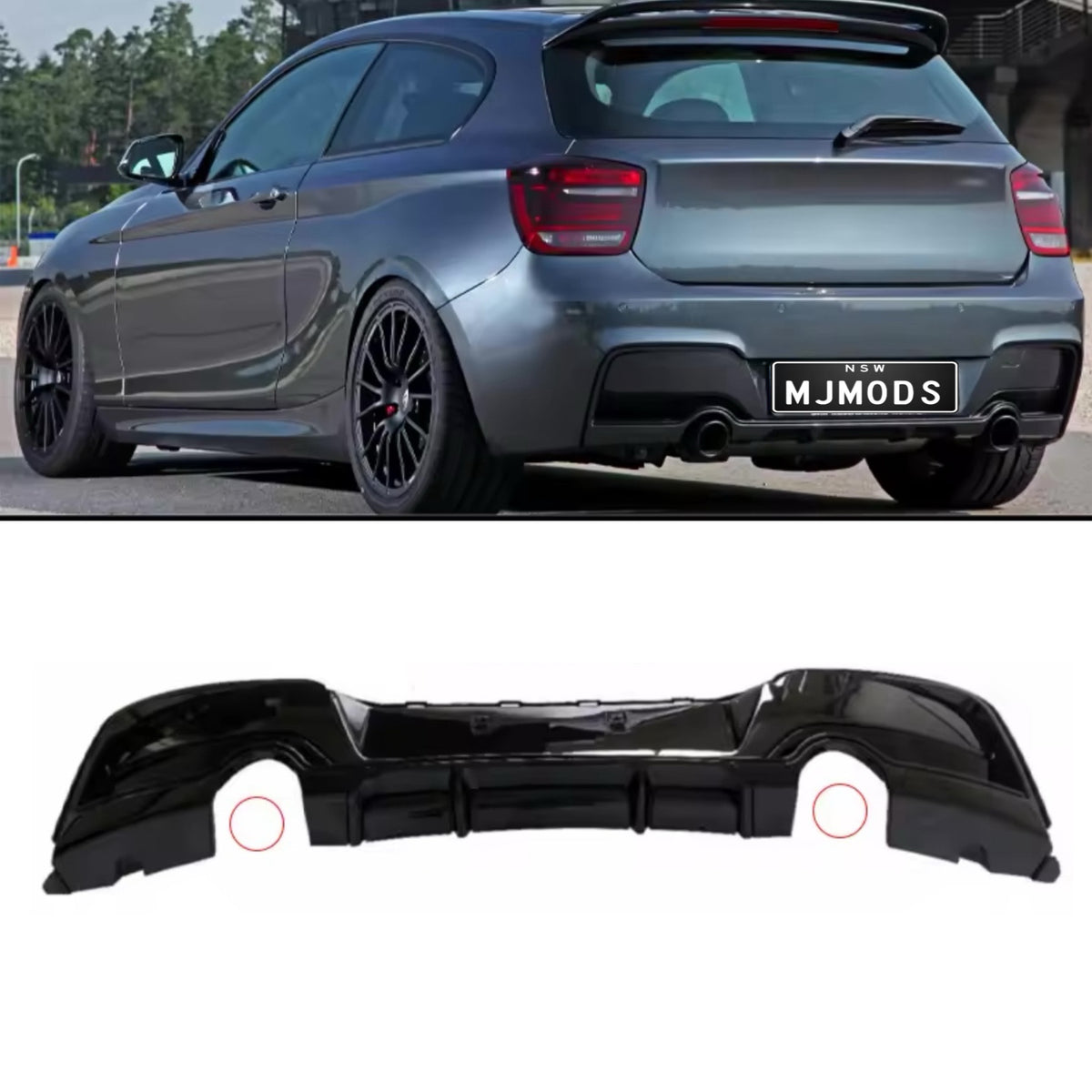 F20 Pre LCI Gloss Black Diffuser 135i 130i 125i 120i 118i — MJ Mods