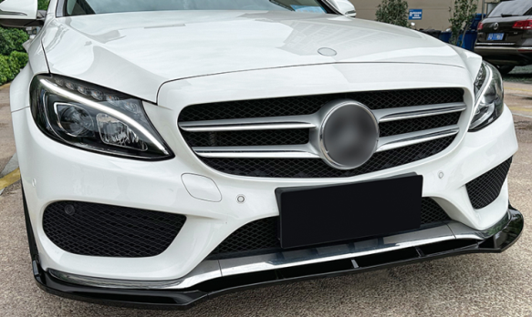 3 Pieces Gloss Black Front Lip For MERCEDES BENZ【W205/C205/S205/A205】【C200/C220/C250/C300/C350 & C43 AMG】15-18