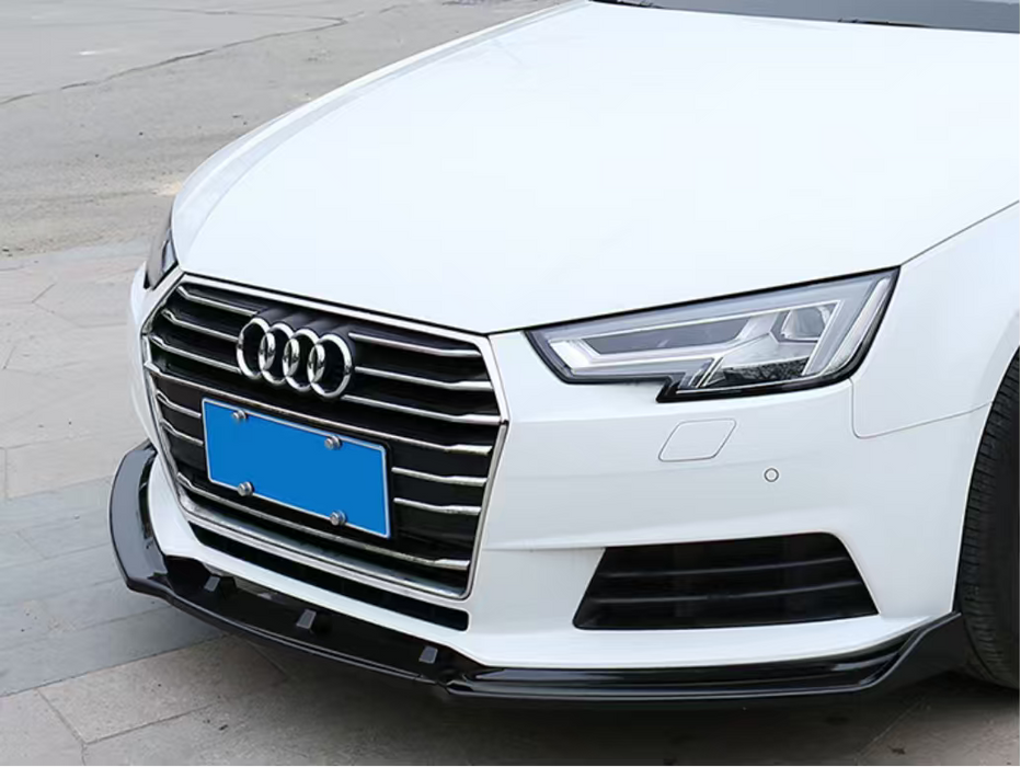 Gloss Black 3 PCs Front Lip Splitter For Audi A4 B9 Sedan 2017 - 2020
