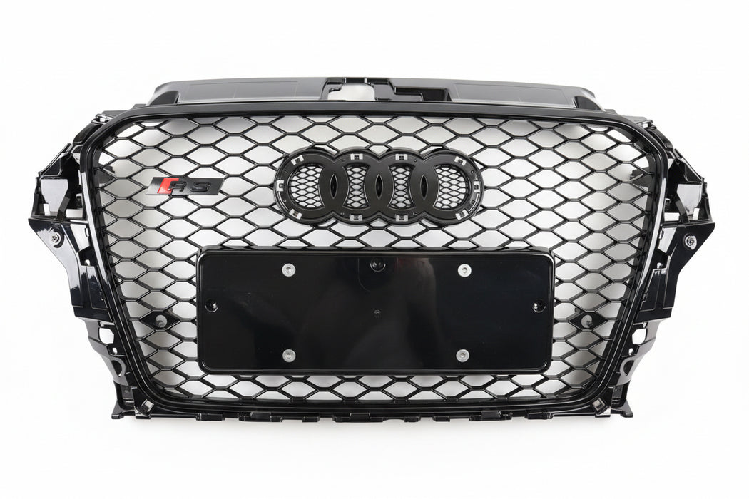 RS Style Honeycomb Sporty Gloss Black Front Grille Fit For AUDI S3 A3 8V 2013-16