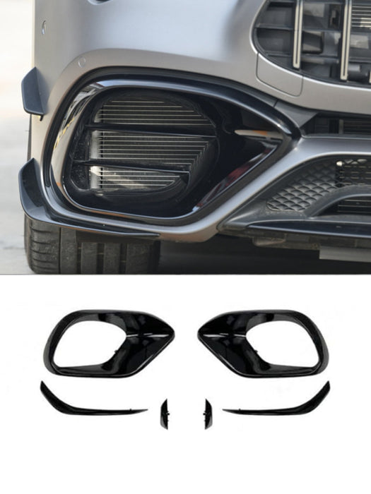 CLA45S AMG C118 Front Bumper Canards Lip Kit Gloss Black OEM Fit Separate Pieces