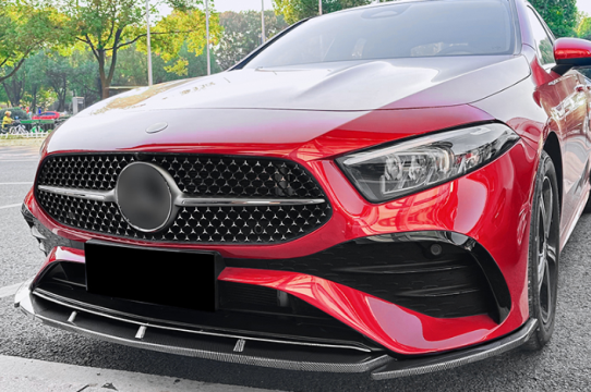 Front Bumper Lip Gloss Black | W177 V177 A-Class Sport (2023+) Facelift | 3-Piece Splitter Kit
