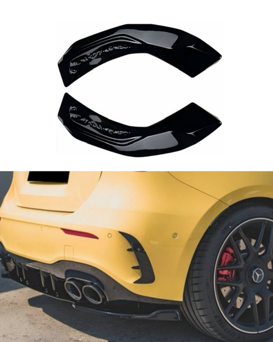 W177 Hatchback A35 A45S Sport Rear Bumper Splitter Spats Faps in Gloss Black