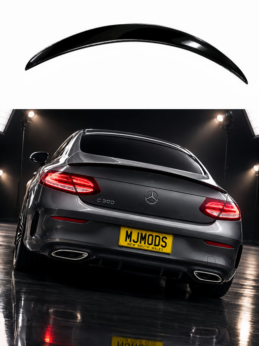 ABS Gloss Black Rear Bumper Boot Lip Spoiler for MERCEDES-BENZ C CLASS【C205 COUPE】【Large AMG Style】