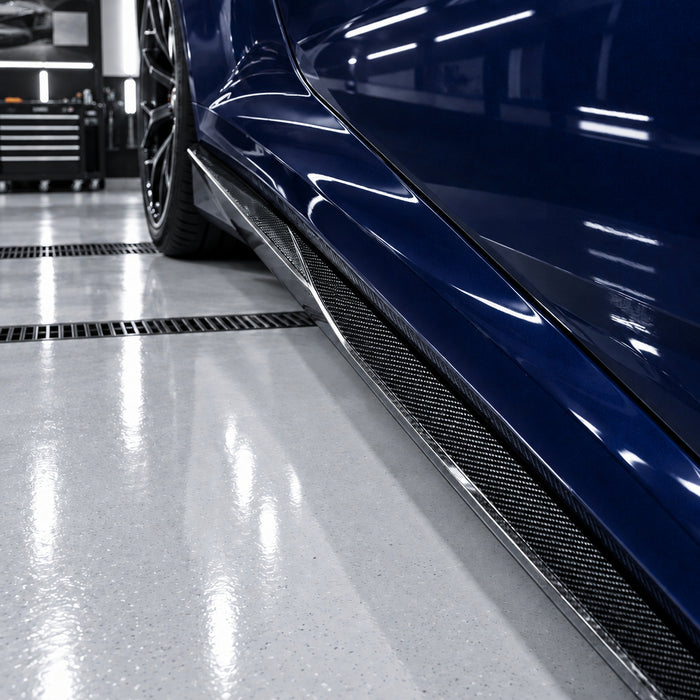 BMW G87 M2 Pre-Preg Dry Carbon Fibre Side Skirts – Full-Length Side Extensions