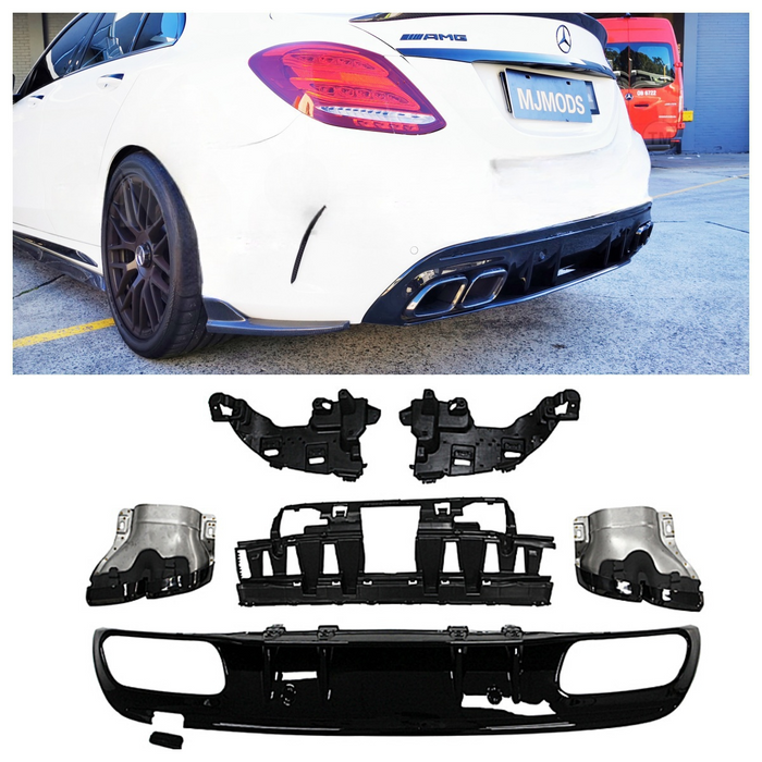 ABS Rear Diffuser For MERCEDES BENZ【W205/S205】【C200/220/250/300/350 AMG & C43/C63 AMG】【4 Door-C63 facelift Style】