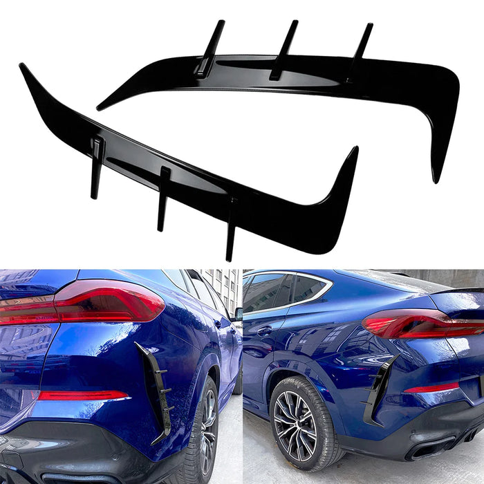 Glossy Black Rear Bumper Vents Cover Trims Canards Fit For BMW【X6 G06】2018-2023