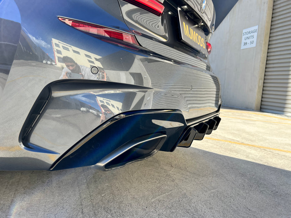 Gloss Black REAR Bumper DIFFUSER fit for BMW【G20/G21 Pre-LCI M340i】【Trapezium】