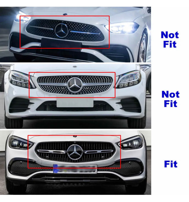 ABS Front Grille For Mercedes Benz C Class Edition C only【W206 C206】【C200/C220/C250/C300/C350】2022+【GT ALL BK】