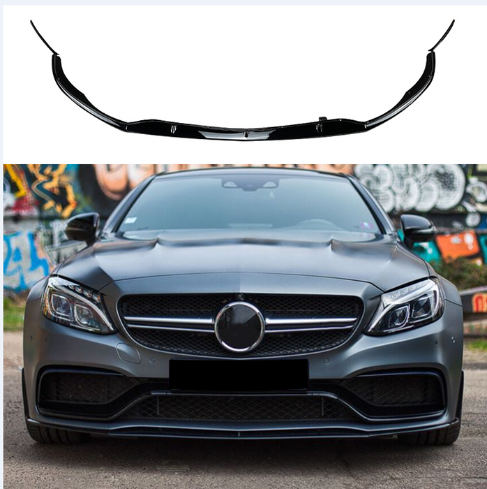 3 Pieces Gloss Black Front Bumper Lip Final Edition 1 Style for Mercedes-Benz 【W205 S205 A205 C205 C63 C63S AMG】2015+【Final Edition / Edition 1】