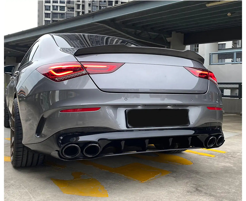 CLA45 S Style Glossy Black Rear Diffuser and Black Exhaust Tips For MERCEDES BENZ【C118 CLA 35 45S AMG CLA 200 250 AMG】2019+