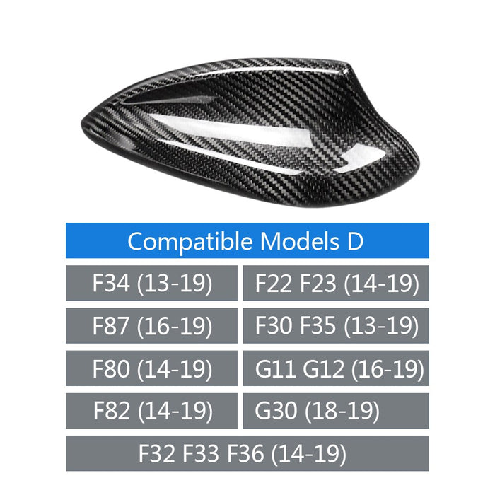 Dry Carbon Fibre Roof Shark Fin Antenna Stick-on Cover for BMW【F30 F31 F32 F33 F36 F22 F23 F34 F87 F80 F82 G80 G82 G87 G42 G20 incl G20 LCI G22 G30 G11 G12】