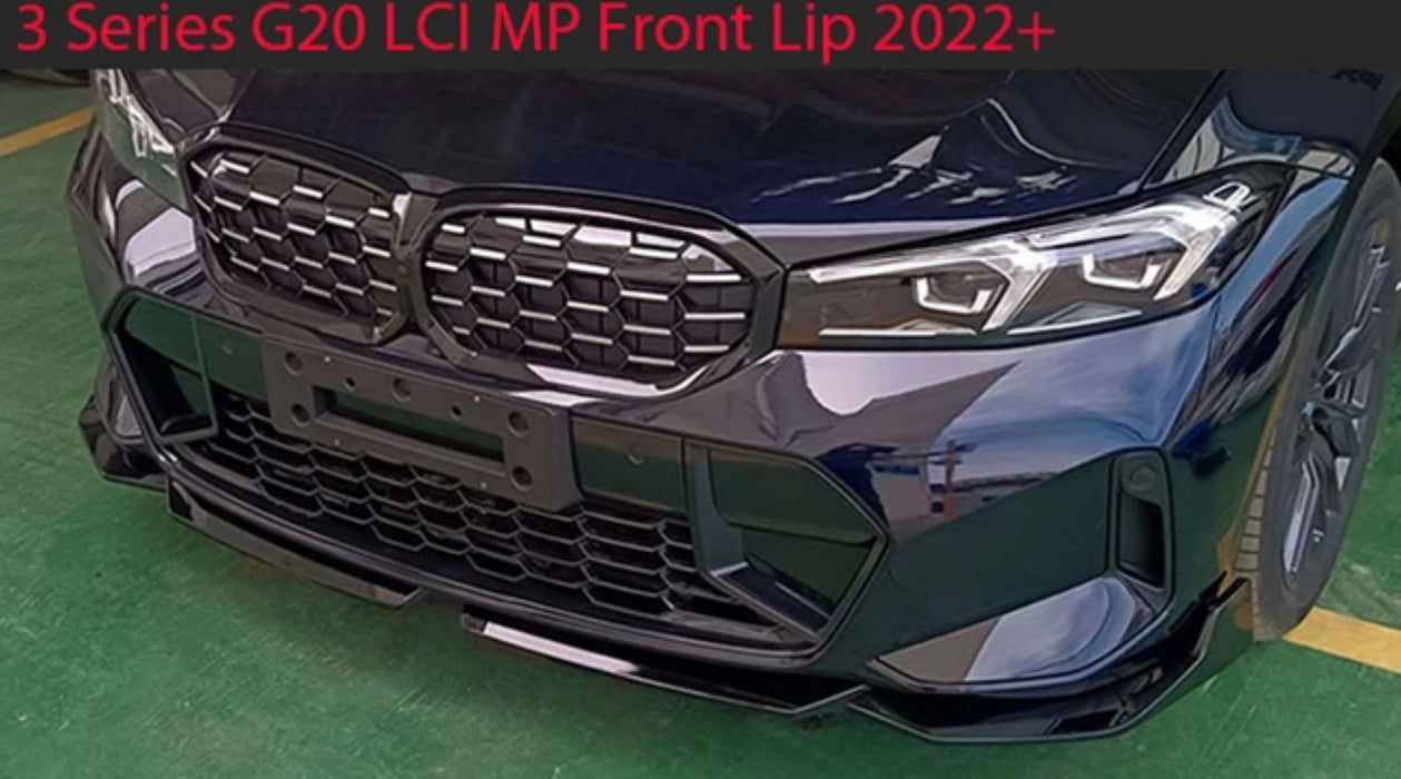 ABS GLOSSY BLACK FRONT BUMPER LIP fit for BMW【G20/G21 LCI M340 330 320 M Sport】【G20 LCI MP】