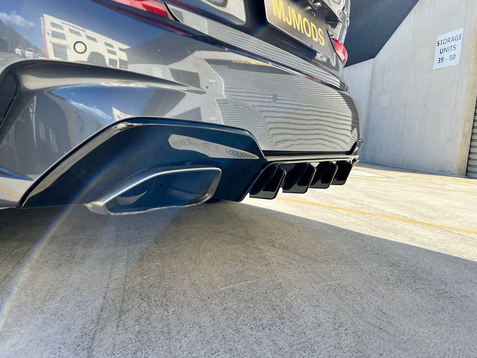 Gloss Black REAR Bumper DIFFUSER fit for BMW【G20/G21 Pre-LCI M340i】【Trapezium】