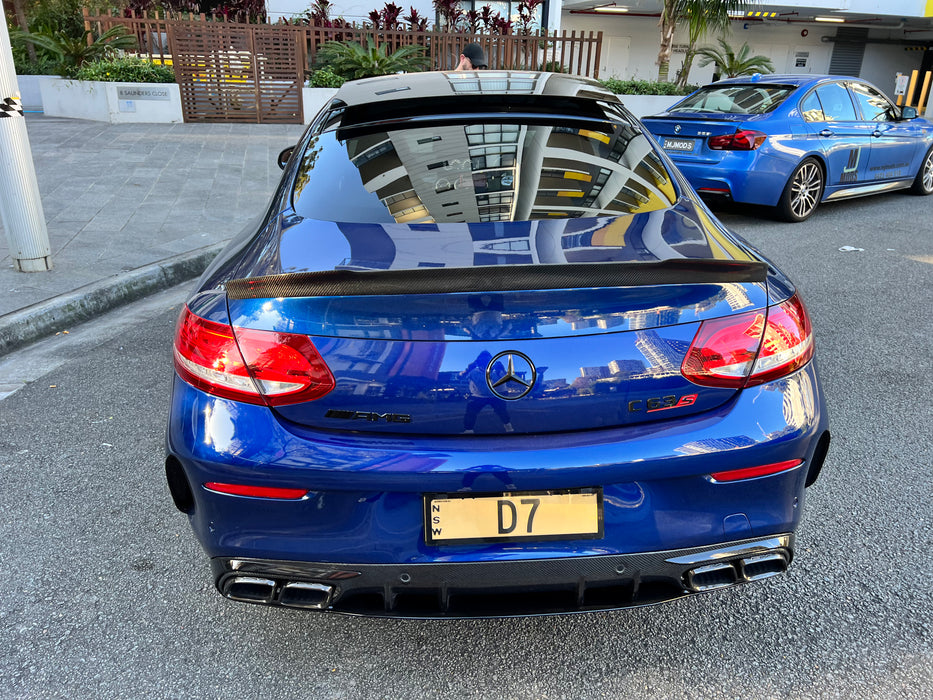 thumbnail image 2 of Gloss Black Rear Bumper Fins Splitter Flaps For Mercedes C205 A205 C63 2015-2019 2 of 4