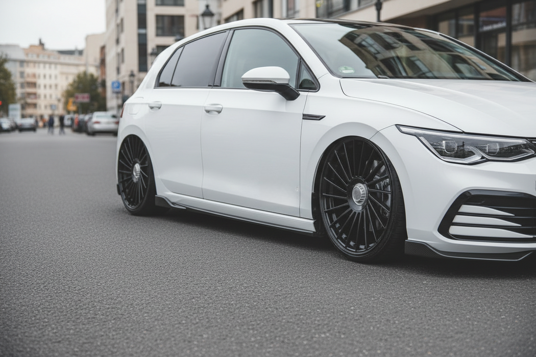 VW Golf 8 Gloss Black Side Skirts – ABS with Winglets