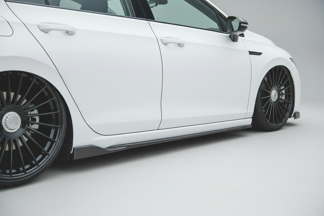 VW Golf 8 Gloss Black Side Skirts – ABS with Winglets