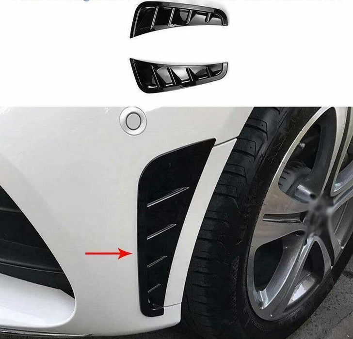 ABS Gloss Black Front Bumper Side Vent Trim Canards Flag Covers Kit 2 Pieces For Mercedes Benz C Class AMG Sport Package Facelift【W205/C205/S205/A205】【C200/C220/C250/C300/C350 & C43 AMG】19-22
