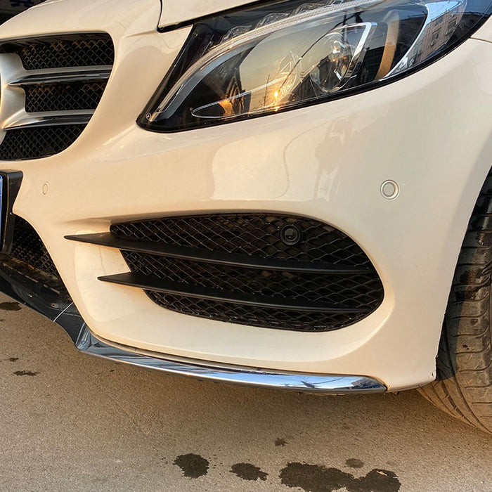 ABS Matte Finish Front Bumper Vent Inserts Upgrade RetroFit Fin Set Kit For Mercedes Benz C Class AMG Sport Package Pre-Facelift【W205/C205/S205/A205】【C200/C220/C250/C300/C350 & C43 AMG】15-18
