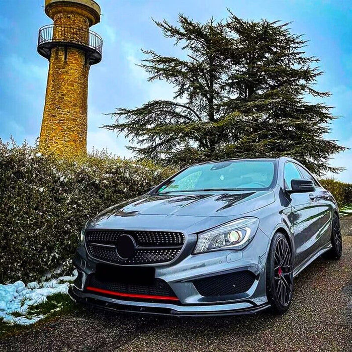 ABS Gloss Black 3 Pieces Front LIp Splitter For MERCEDES BENZ【C117 X117 CLA45 AMG CLA180/200/250】13-16 Pre-facelift