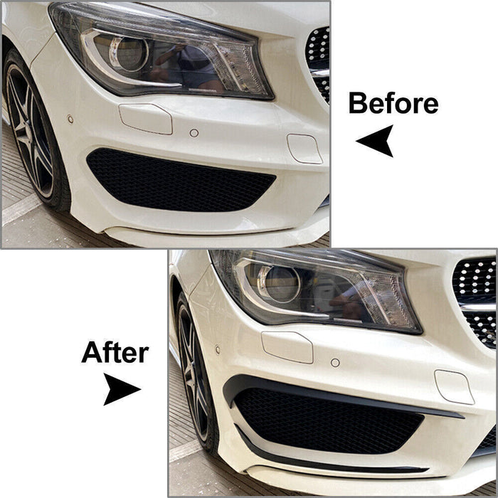 ABS Gloss Black 4 Pieces Front Bumper Upper Eyebrows Canards Vent Inserts For MERCEDES BENZ【C117 X117 CLA45 AMG CLA180/200/250】13-16 Pre-facelift