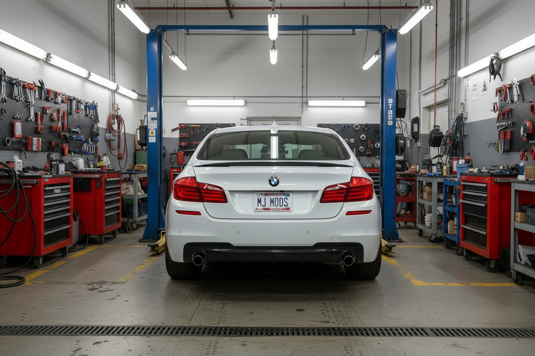 F10 M550i 540i 530i Gloss Black Rear Diffuser - Dual Exhaust Cutout MP Style