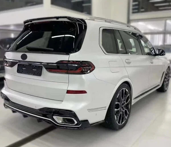 BMW G07 X7 Gloss Black Roof Spoiler – Dark Knight Style Stick-On Rear Wing