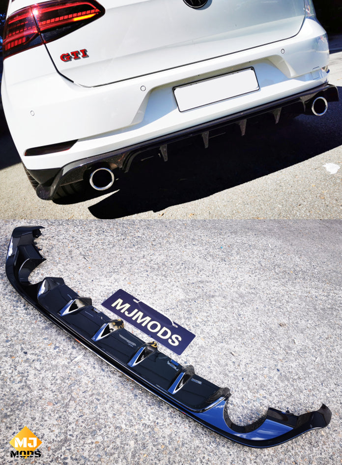 TCR Style ABS Glossy Black Rear Diffuser For VOLKSWAGEN【Golf 7.5 GTI】2 ...