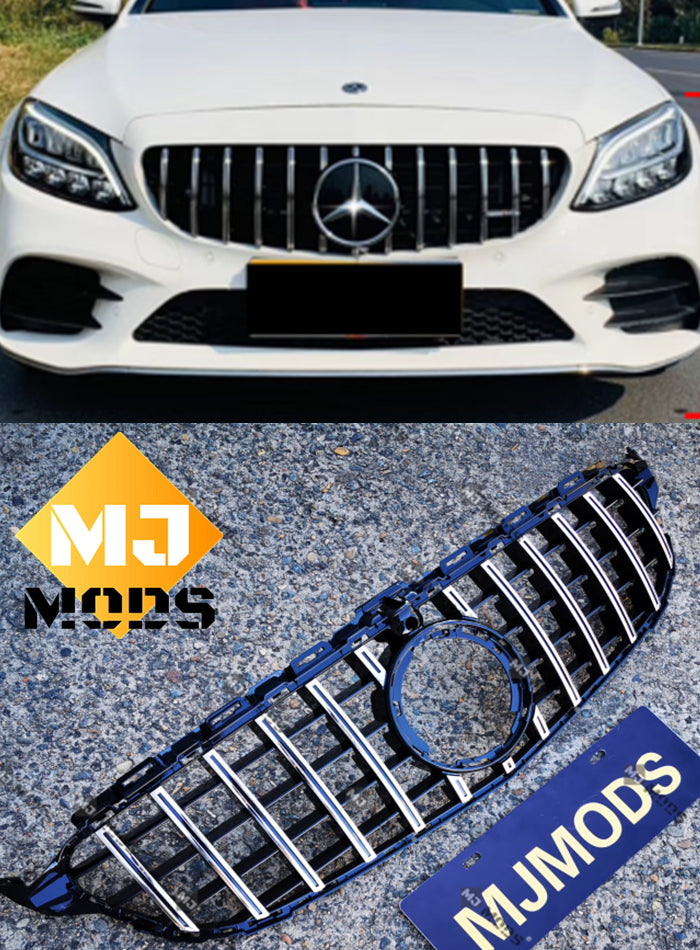 ABS Front Grille For Mercedes Benz C Class【W205/C205/S205/A205 C200/C220/C300/C43 AMG】【2019+】【19-GT Silver】 (4159737069642)