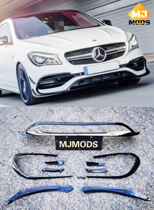 ABS Glossy Black Front Lip For MERCEDES BENZ【C117 X117 CLA 45 AMG】2016-19 (4748322570314)