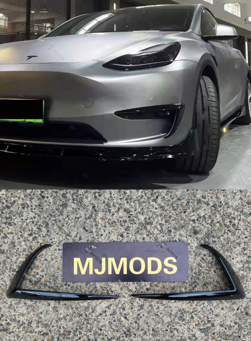 ABS Glossy Black Front Bumper Vent Insert Canards for【Tesla Model Y】2022+ (7060890157130)
