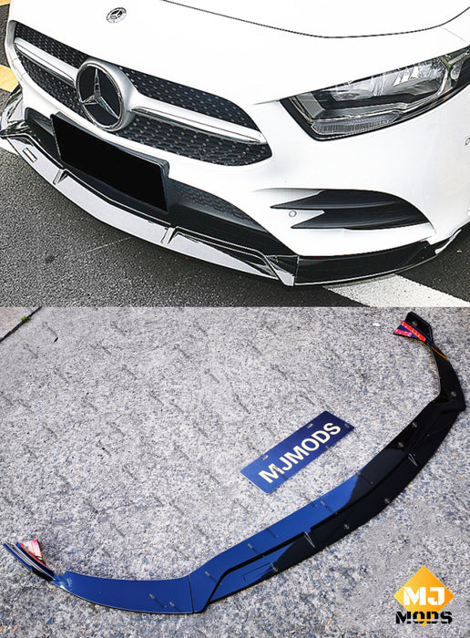 Glossy Black ABS Front Bumper Lip for Mercedes-Benz A Class【W177 2018+】【A35 AMG & A180/200/250 AMG Package】 (4150475980874)