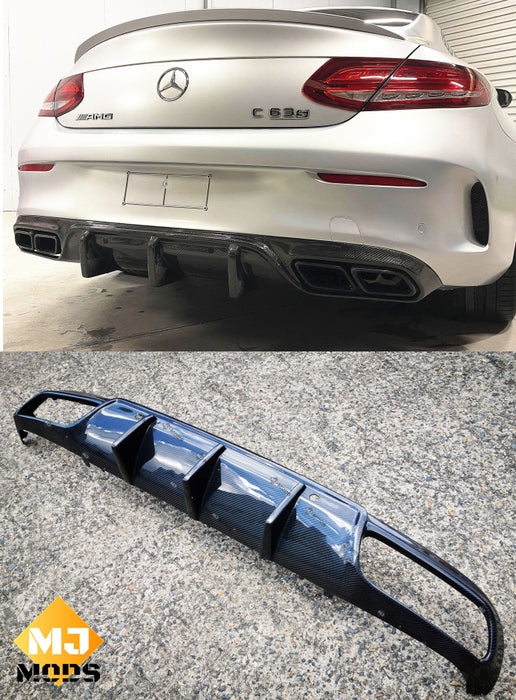 Carbon Fibre Rear Diffuser For MERCEDES BENZ【C205/A205 C200/220/250/300/350 AMG C43 AMG C63 AMG S】【15-18】【2 Door - MD Style】 (4290017230922)