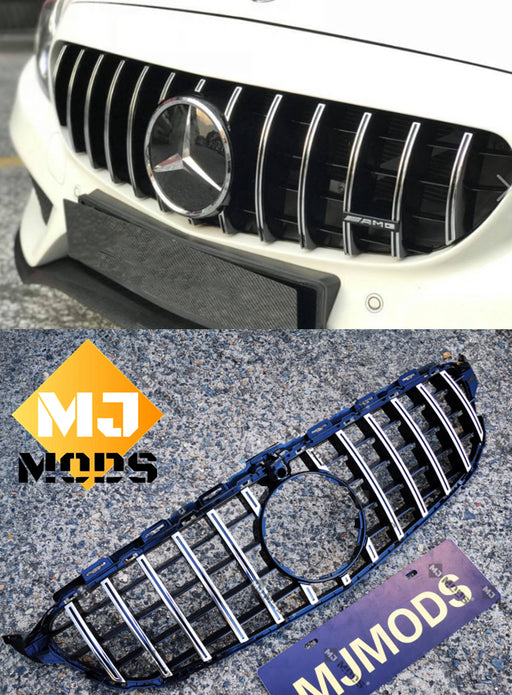 ABS Front Grille For Mercedes Benz C Class【W205/C205/S205/A205 C200/C220/C250/C300/C350/C43 AMG】【15-18】【15-GT Silver】 (4095909298250)