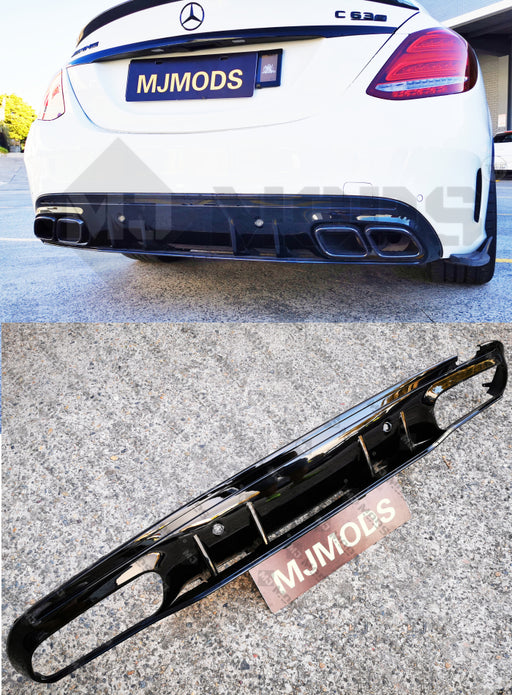 ABS Rear Diffuser For MERCEDES BENZ【W205/S205 C200/220/250/300/350 AMG C43 C63】4 Door【C63 S Style】 (4757435482186)