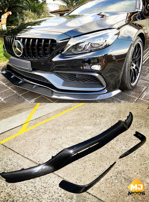 Carbon Fibre Front Bumper Middle Lip For MERCEDES BENZ【W205 S205 C205 A205 C63 AMG S】2015+ (4343669030986)