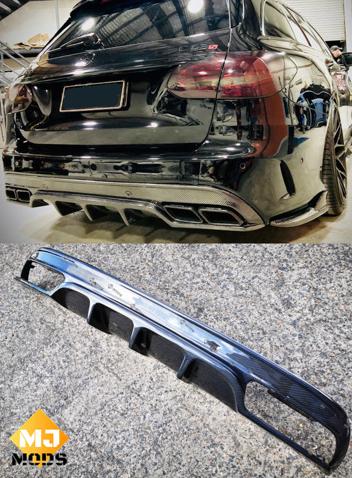 Carbon Fibre Rear Diffuser For MERCEDES BENZ【W205/S205 C200/220/250/300/350 AMG C43 AMG C63 AMG S】【15-18】【4 Door - FD Style】 (3787542036554)