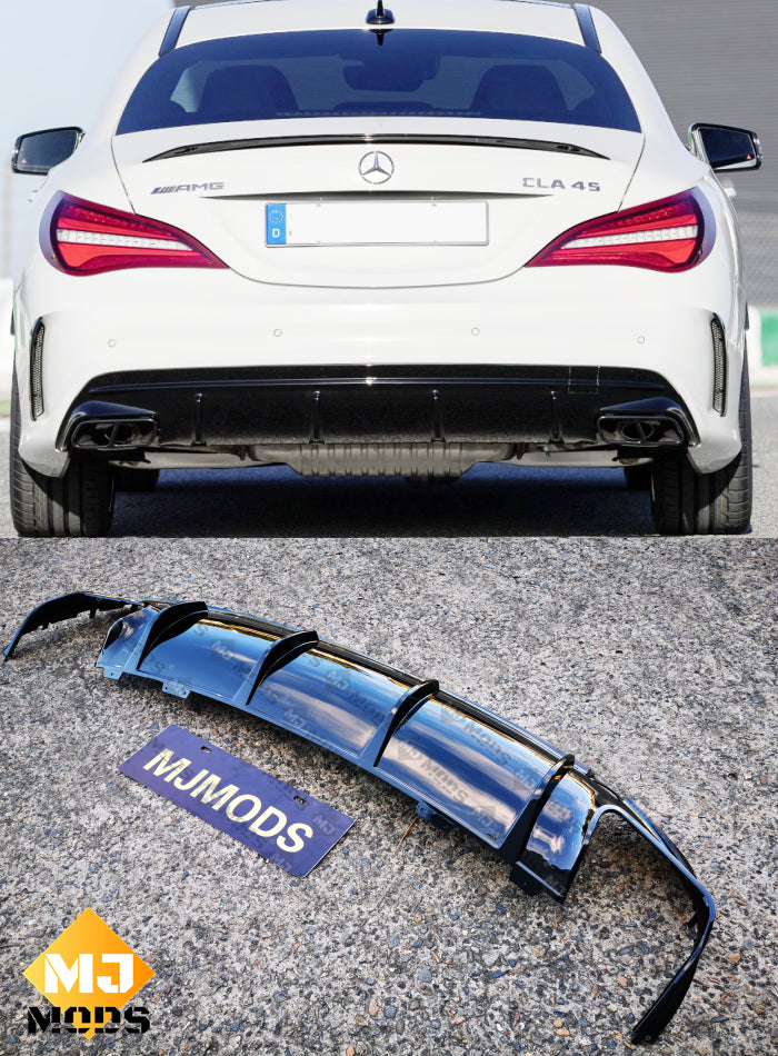 ABS Glossy Black Rear Diffuser fit for Mercedes-Benz 【C117 X117】【CLA45 CLA200/220/250 AMG Bumper】 (4748317327434)