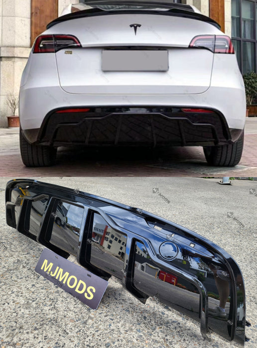 ABS GLOSSY BLACK REAR DIFFUSER fit for【Tesla Model Y】2022+ (7060882653258)