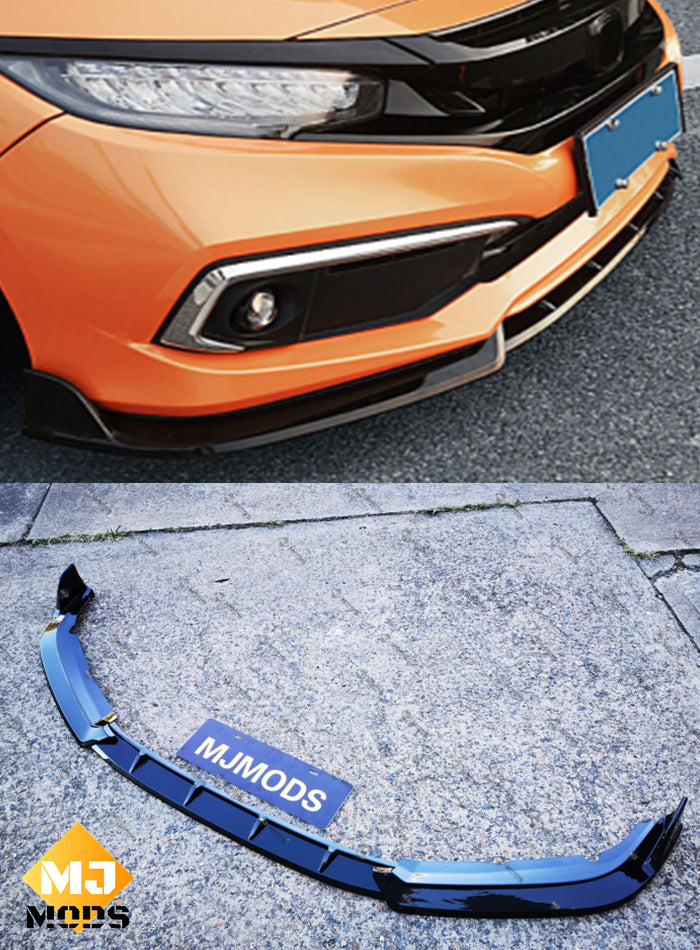ABS Glossy Black Front Bumper Lip for Honda Civic 10th Gen Sedan 2019+ -- 3 Parts Type (4292186636362)