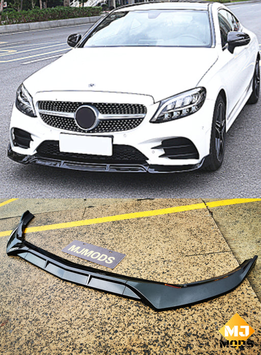 ABS Gloss Black Front Lip For MERCEDES BENZ【W205 C205】【C200/300/220 AMG C43】【2019+】 (4757431124042)