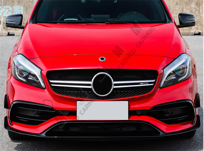ABS Glossy Black Front Bumper Lip for Mercedes-Benz A Class【W176 16-18】【A45 AMG & A180/200/250 AMG Package】 (4146466324554)