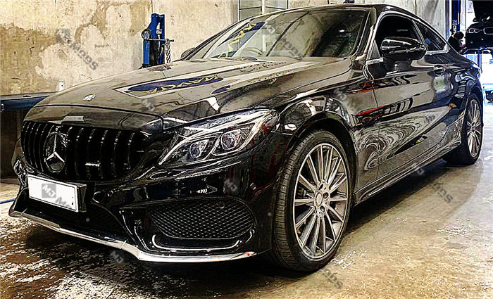 ABS Front Grille For Mercedes Benz C Class【W205/C205/S205/A205 C200/C220/C250/C300/C350/C43 AMG】【15-18】【15-GT Black】 (3835306573898)